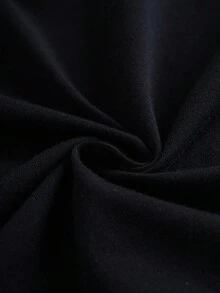 HELLO KITTY AND FRIENDS | SHEIN 少女休闲字母卡通图案V领短袖T恤，夏季 - 黑色 - 查看 6