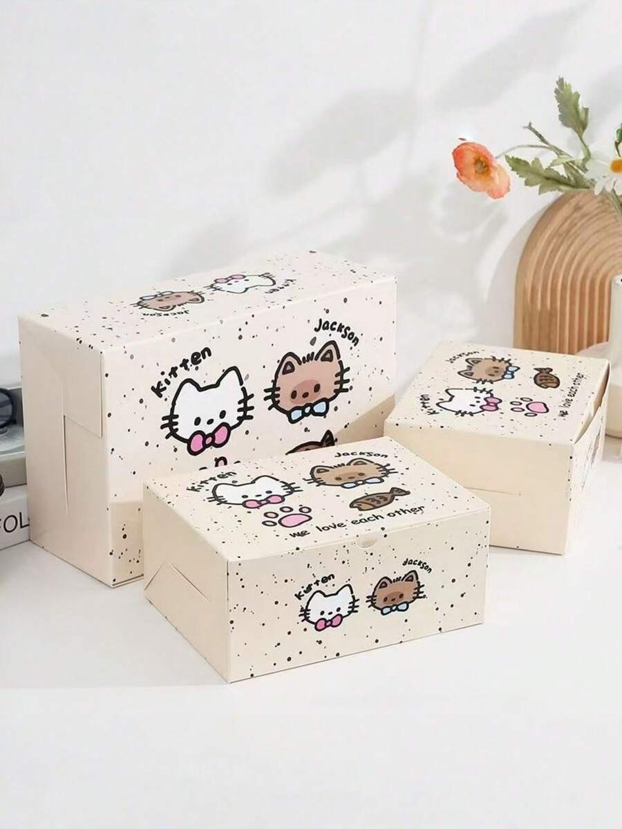 IDEAL 1 MEDIUM STURDY MAGNETIC CLOSURE FLIP LID MILK WHITE EXQUISITE CARTOON DOG GIFT BOX FOR BIRTHDAY PARTY PRESENT WRAPPING DECORATION - kitten - View 1