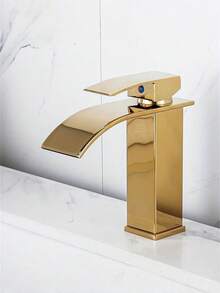 1 Keran Air Terjun Wastafel dengan Aksesoris, Corong Lebar, Baja Tahan Karat dengan Finishing Mengkilap, Siku Persegi, Keran Wastafel Air Panas dan Dingin - MultiWarna - View 8