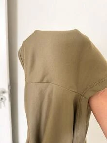SHEIN EZwear Áo len dệt kim ôm sát nữ màu xanh kaki mùa hè, áo trễ vai cho nữ đi club, hộp đêm, sexy - Nhiều màu - Xem 10