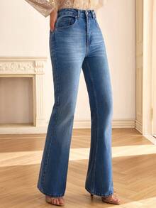 CLARA VERO Pantalon Évasé En Denim Bleu Classique Pour Femme - Jean bleu - Voir 1