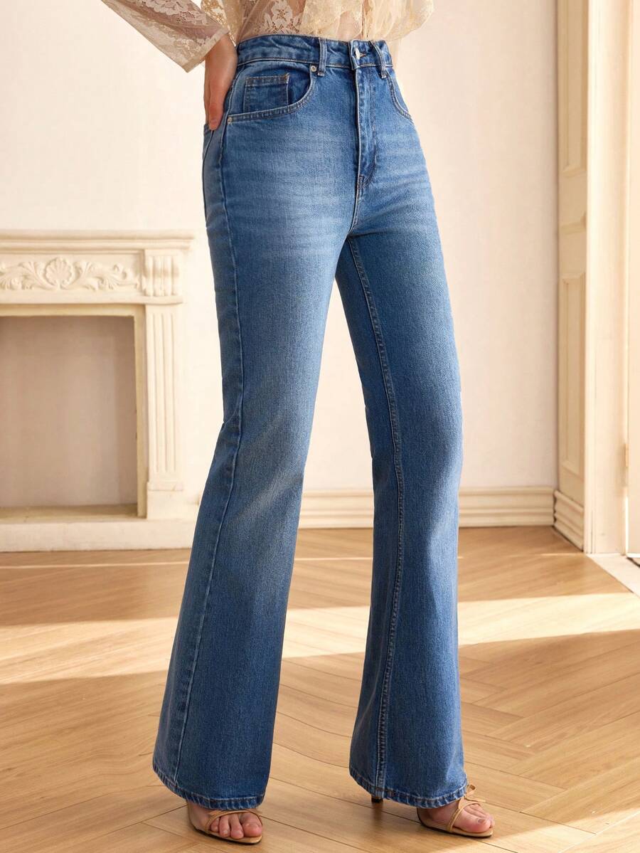 CLARA VERO Pantalon Évasé En Denim Bleu Classique Pour Femme - Jean bleu - Voir 1