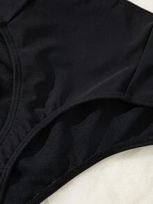 Swim Basics 女士夏季海灘單色比基尼下著 - 黑色 - 查看 5