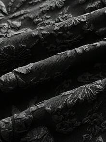 Vintamour Đầm nữ cổ điển thanh lịch, đầm jacquard ôm dáng mùa xuân/hè đính đá, đầm ngắn màu đen dáng xòe. - màu đen - Xem 7