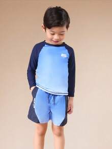 SUMWON Quần bơi mùa hè cho bé trai với cạp chun co giãn và dây rút, thiết kế phối màu, quần short bơi nhanh khô, thích hợp cho kỳ nghỉ ở hồ bơi. - Màu xanh lam - Xem 3