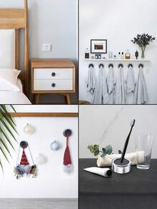 1/3/8PCS Self Adhesive Wall Mounted Towel Rack Round Stainless Steel Holder For Kitchen Bathroom Cabinet Garage No Drilling Space Saving Hanging Organizer Home Decor Accessories - Multicolor - View 3