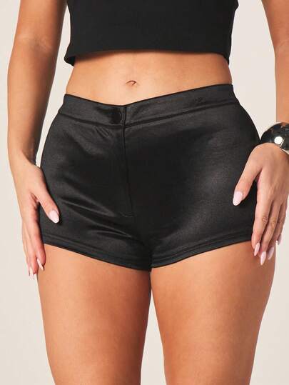 MISSGUIDED Women's Black High Waisted Faux Leather Hot Pants Mini Shorts Club Night Out Party Fitted Bodycon Style