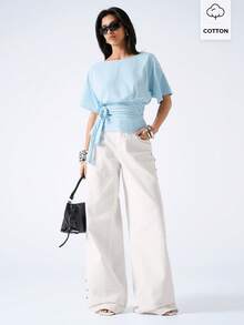 LYSMO Áo thun nữ tối giản, màu trơn, thắt eo, kiểu dáng thường ngày, đa năng, phong cách xuân/hè 2026, hàng mới về. Thích hợp cho nữ mặc mùa xuân/kỳ nghỉ xuân/sinh nhật/đi chơi/áo nữ thanh lịch/áo nữ thường ngày/kỳ nghỉ hè/kỳ nghỉ cho nữ/phong cách Y2K/thập niên 2000/áo Y2K/áo xanh/lễ hội/phong cách lễ hội 2026/trang phục lễ hội/áo dự tiệc/sinh nhật cho nữ. - Màu đỏ tím - Xem 3