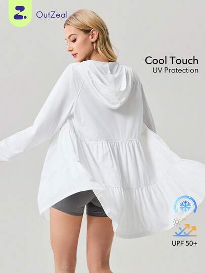 OutZeal Women Sun-Proof Daily Casual UV Protection Cool Touch Hip Length Hood Outdoor Tops