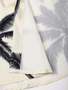 Manfinity Swimmode 加大码男士椰树印花单排扣短袖上衣和口袋短裤休闲度假沙滩套装 - 彩色 - 查看 6
