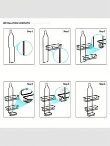 CASEGRACE 1pc Shower Caddy Over Shower Head, Large Hanging Shower Caddy With 12 Hooks For Razor Sponge, Over The Shower Head Storage Rack With Soap Basket, Hanging Shower Organizer For Bathroom Bathroom Accessories - Multicolor - View 7