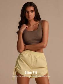 Fluxe Women's Coffee Brown Fitted Cropped Sports Tank Top,Summer Athleisure Gym Sportswear,Solid Color Summer Top For Holidays,Beach Vacations & Casual - Coffee Brown - View 5
