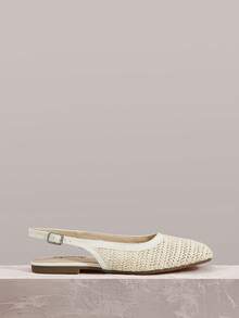 Styleloop Women Shoes Holiday Style Straw Fabric Cross Strap Women's Flat Bottom Single Shoes Holiday Style Wear BOHO Wear American Retro Style Bohemian Style Western Style Music Festival Wear Party Wear Dew Heel Flat Women's Shoes - Apricot - View 1