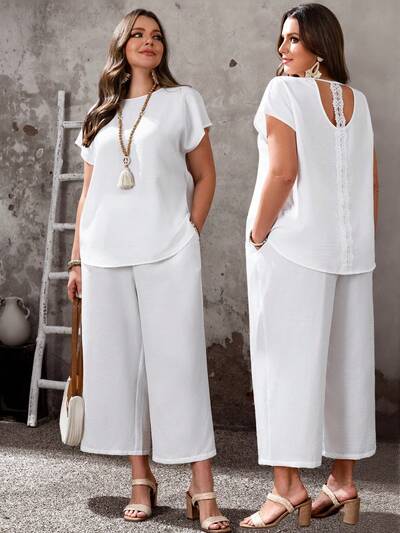 Plus Size Summer Casual Solid Color Shirt And Pants 2 Pieces Set Plus Size Summer Sets Two Piece Set Women Plus Size Summer Outfits  Beach Vacation Outfits For Women BOHO Clothes White Set Plus Size Linen Outfits Women Vacation Outfit Sets Plus Size Women Clothes Two Piece Sets Women Two Piece Sets Summer Plus Size Linen Set Women 2 Piece Outfit Casual Summer Outfits For Women  Beach Outfit For Women  Casual  Vacation Outfits Women Country Concert Outfit Peplum