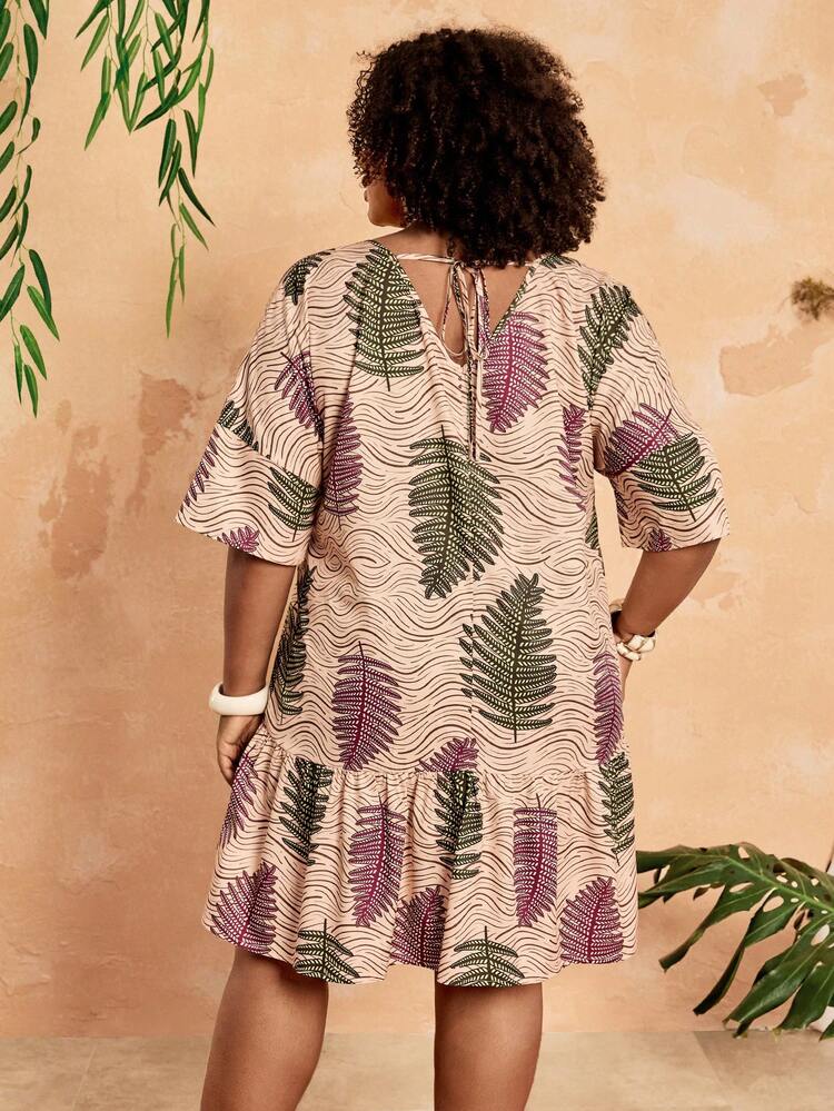Plus Size Women's Floral Print V-Neck Short Sleeve Ruffle Hem Casual Dress,Plus Size Boho Dress Plus Size Summer Dresses For Women Plus Size Vacation Outfits Plus Size Resort Wear Plus Size Women's Summer Outfits Maweii Plus Size Dress Vacation Casual,Casual Dress For Women,Holiday Outfits For Women Women Casual Dresses Women's Summer Dresses Women's Spring Dress Women Vacation Outfit Sets Women's Summer Outfits Women's Plus Size Dresses Plus Size Women Clothes Summer Plus Size Spring Clothes Plus Size Beach Coverups Plus Size Women Summer Outfits
