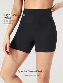 GLOWMODE Bộ đồ thể thao gồm áo tank top lửng nhẹ, thoáng khí làm từ cotton Pima và quần short biker cạp cao 10.9cm FeatherFit™ ôm bụng, mềm mại như bơ, không đường may, thích hợp cho yoga, pilates, đạp xe và tập luyện hàng ngày. - màu đen - Xem 3