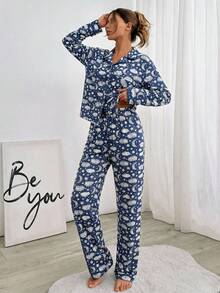 SHEIN Cottnline 2Pcs Cotton Button Front Plaid Pattern PJ Set - Multicolor - View 4