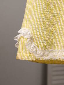 SHEIN 少女必备：夏季清新甜美蕾丝边吊带背心+高腰阔腿裤休闲两件套，清爽百搭，时尚必备单品 - 彩色 - 查看 6