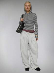 COUREZ Long Sleeve Fitted Stripe Hooded Top - Multicolor - View 5