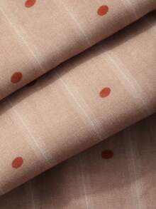 DAZY 两件套波点条纹印花宽松长袖上衣和直筒裤睡衣套装，春秋季 - 棕色 - 查看 7