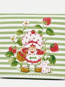 Strawberry Shortcake X SHEIN 1-Piece Line Cat Strawberry Short Wallet Simple Zipper Women's Change Purse - Multicolor A1 - View 3