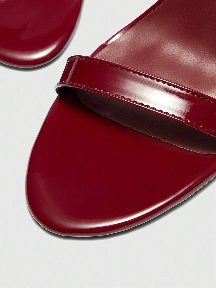 CUCCOO BIZCHIC Women Shoes Summer New Round Toe Thin Heel High Heel Burgundy Word With Simple Ankle Strap Women High Heel Sandals Fashion Elegant Commuter Party Banquet High Heel Sandals