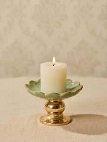 Cirelle 1PC Tall Ceramic Aromatherapy Candle Holder Floral Design Home Decor Party Housewarming Gift Kitchen Dining Table Valentine Special Occasion Romantic Decorative Candle Stand Centerpiece Gift Idea Festive Decor - Multicolor - View 4