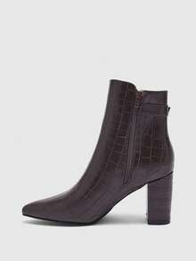 CUCCOO BIZCHIC 女士时尚百搭通勤厚底高跟踝靴 - 深咖啡 - 查看 10