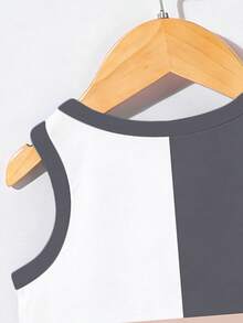 2pcs Baby Boy Casual Colorblock Patchwork "MAMA'S BOY" Letter Print Tank Top And Shorts Set, Summer Outfits - Multicolor - View 6