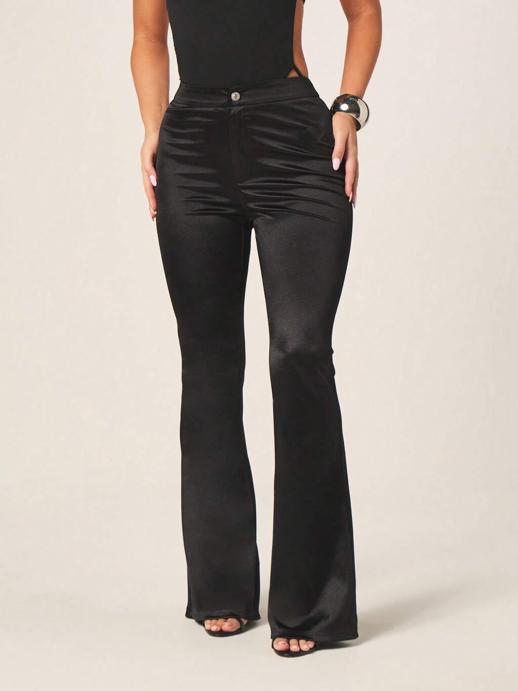 MISSGUIDED High Waisted Black Flare Pants With Wide Leg