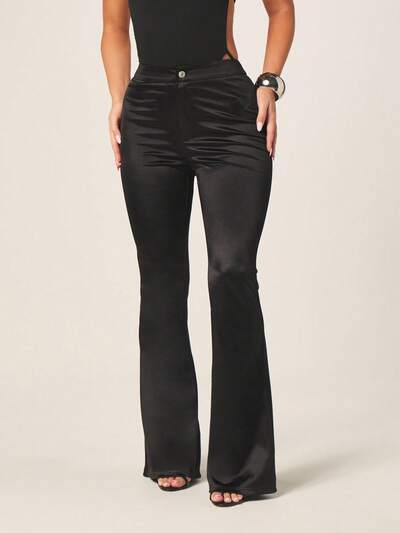 MISSGUIDED High Waisted Black Flare Pants With Wide Leg