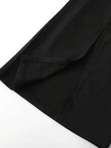 SHEIN 少女时尚百搭喇叭裤 - 黑色 - 查看 4