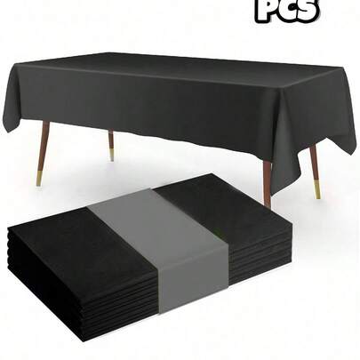 1/5/12 Pack Black Plastic Table Cloth Disposable, 137x183cm Plastic Table Cover For Rectangle Tables, Disposable Table Cover For Buffet Party And Camping, Birthday, Wedding & Dinner