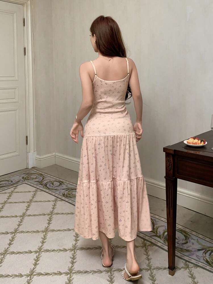 Vacation Style Ditsy Floral Spaghetti Strap Dress, Women Summer Sleepwear