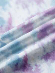 MTV | SHEIN Tween Girls' Summer Casual Tie-Dye Letter Print T-Shirt - White - View 7