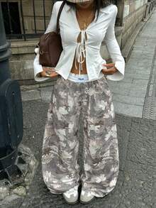 Coolane Dambyxor med trädgrenmönster och vida ben - Multifärgad - Visa 2