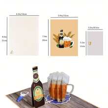 Joivida 1 Thiệp 3D hình chai và cốc bia, lý tưởng làm quà tặng Ngày của Cha và sinh nhật cho bố, chủ đề đồ uống hoạt hình, chữ tiếng Anh, thủ công giấy độc đáo, quà tặng bia, trang trí bàn làm việc, thích hợp làm quà Giáng sinh, Halloween, quà năm mới. - Bia Stereo thiệp chúc mừng - Xem 3