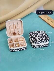 1 pieza Caja de almacenamiento de joyas en miniatura, estuche de viaje con cremallera para exhibición de joyas para aretes, collares, anillos, caja de joyas de cuero portátil, bolsa de almacenamiento de cosméticos, mini bolsa, estuche de maquillaje de viaje, bolsa de accesorios de maquillaje - Multicolor - Ver 3