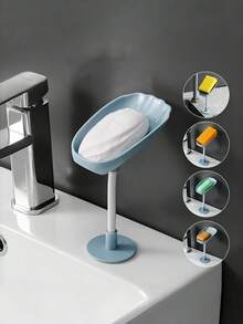 1/3 piezas Soporte de pared para jabón con forma de concha multicolor con drenaje, sin necesidad de taladrar, instalación adhesiva, bandeja de jabón, estante de almacenamiento de baño, organizador para baño, cocina, esponja, estropajo, accesorios para el hogar - Multicolor - Ver 7
