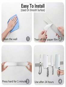 11/15/19in Stainless Steel Knife Stand Strip Organizer Strong Magnetic Knife Holder Wall Mount Kitchen Bar Storage Kitchen Accessories - One Size - View 9