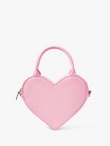 Viva Strut Ladies, Women Shoulder Bag, Hobo Bag, Faux Leather, Pink Bag, Pink, Fashionable, Sweet And Cool Girls, Y2k, Personalized, Simple, Versatile, Street, Red Purse Rhinestones, Heart-Shaped, Valentine's Day - Pink - View 3