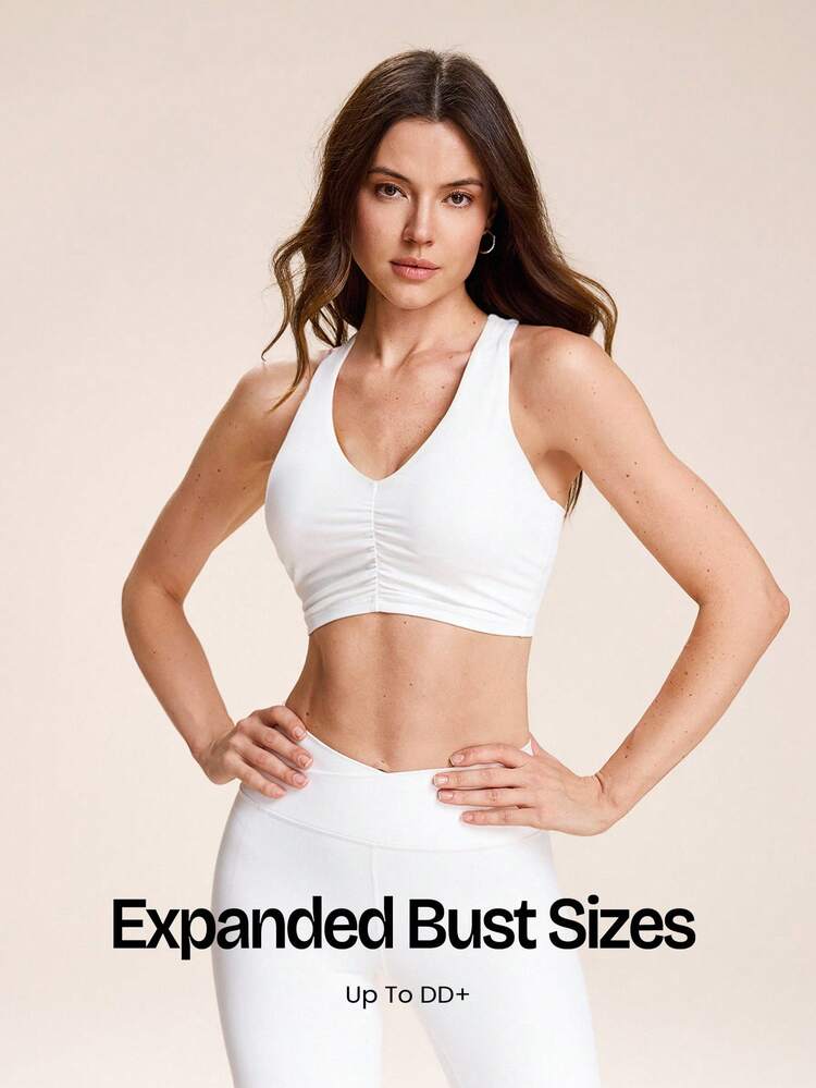 DD+ FeatherFit™ Non-Stop Glow Stretch & Shine Buttery-Soft Stretchy Gathered Front Removable Cups Cropped Tank Top Low Impact Yoga Pilates Studio Pilates Daily Active Wear