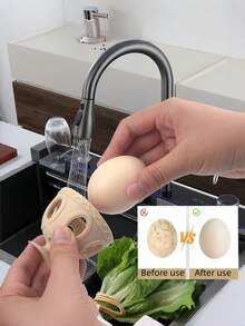 1/2PCS Silicone Egg Brush Rotating Egg Cleaner Washer Brush Silicone Cleaning Tool Egg Holder Kitchen Gadget Creative Kitchen Tool For Egg Washing Art Creation Helper - Multicolor - View 2