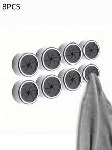 1/3/8PCS Self Adhesive Wall Mounted Towel Rack Round Stainless Steel Holder For Kitchen Bathroom Cabinet Garage No Drilling Space Saving Hanging Organizer Home Decor Accessories - Multicolor - View 9