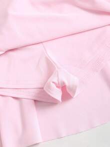 Sweetra Women's Pink Spicy Lace Patchwork Ruffle Hem Mini Dress, Spring/Summer, Pink Bustier Dress,Women Spring/Summer Vacation, Beach, Commute, Elegant, Sweet, Minimalist, Versatile - Pink - View 6