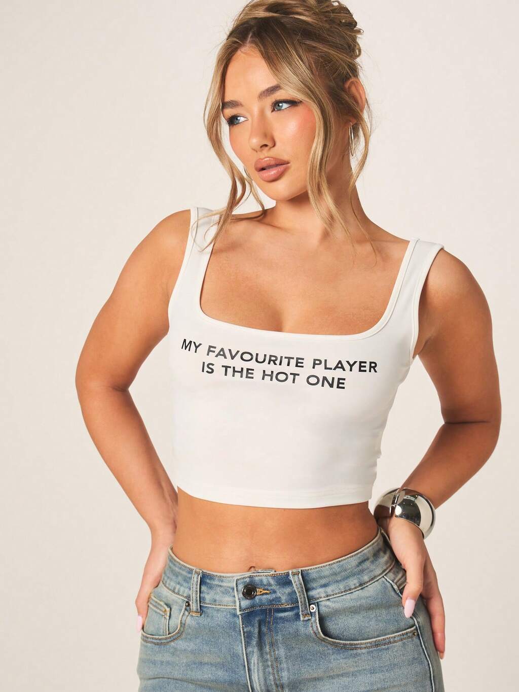 MISSGUIDED 스퀘어넥 크롭 탱크탑