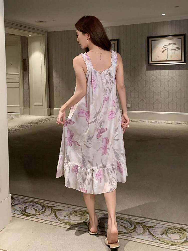 Floral Print Sleeveless Dress, Women's Summer Nightgown