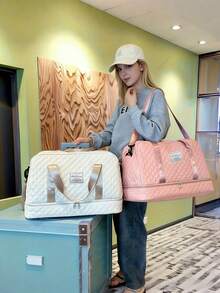1 Túi Duffel Du lịch Dung tích Lớn, Túi Tote Cho Chuyến Đi Qua Đêm Cuối Tuần Cỡ Lớn Dành Cho Nữ, Nhiều Ngăn Tách Khô và Thấm, Túi Bên Hông, Ngăn Giày, Trọng Lượng Nhẹ, Họa Tiết Hình Thằn Lằn, Thích Hợp Cho Du Lịch, Công Tác, Tập Thể Dục, Phiêu Lưu, Qua Đêm, Bệnh Viện, Túi Đồ Dùng Cần Thiết - Xem 3