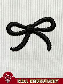 Resyla Women's Casual Ribbed Crew Neck Tank Top With Embroidered Bow - White - View 6