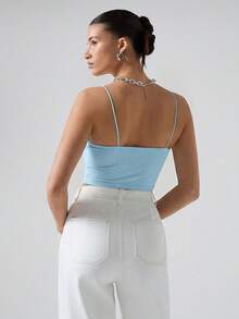 SHEIN EZwear Women Summer Casual Solid Crop Cami Top,Summer Top - Blue - View 2